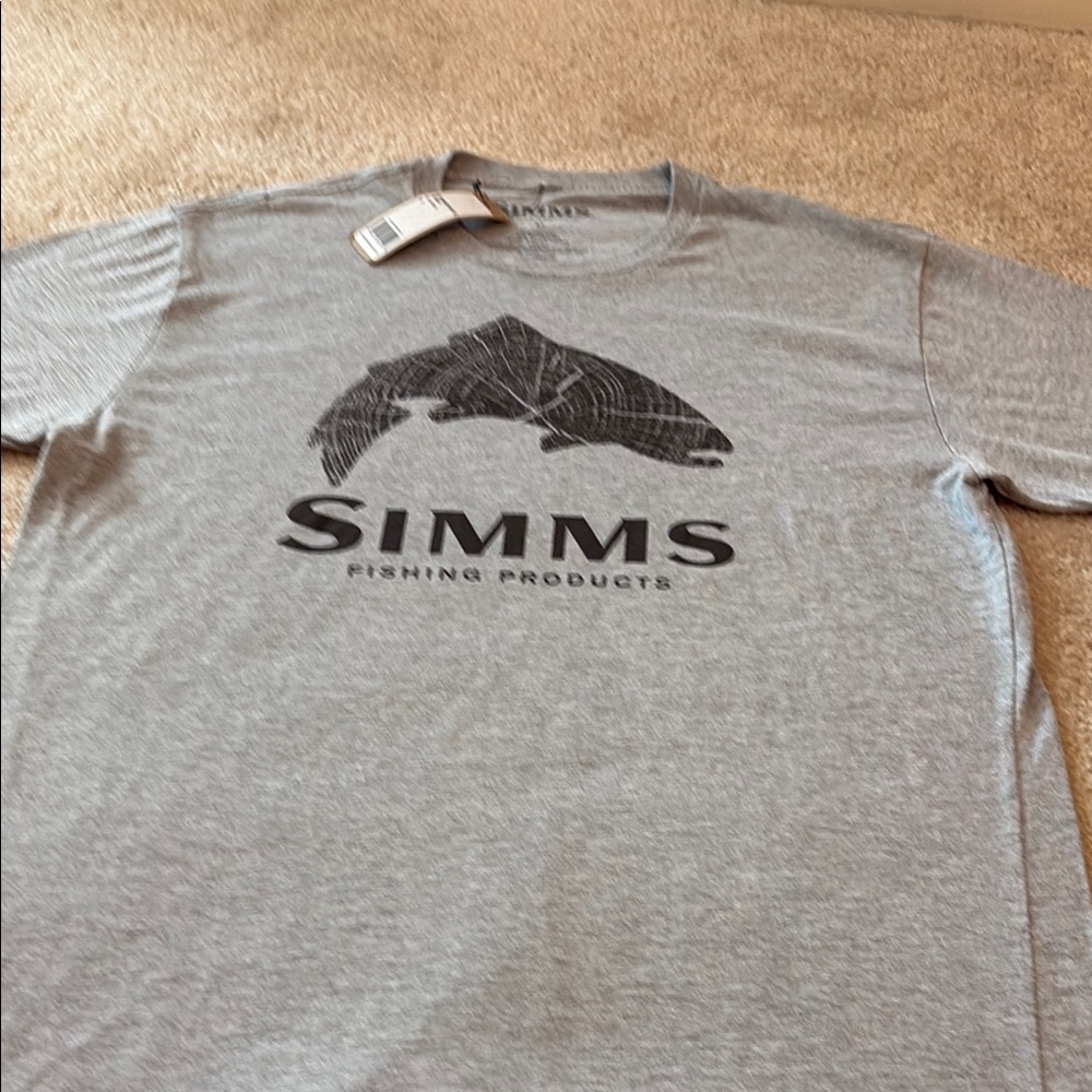 Simms Fishing Products Gray Logo T-Shirt new with tags